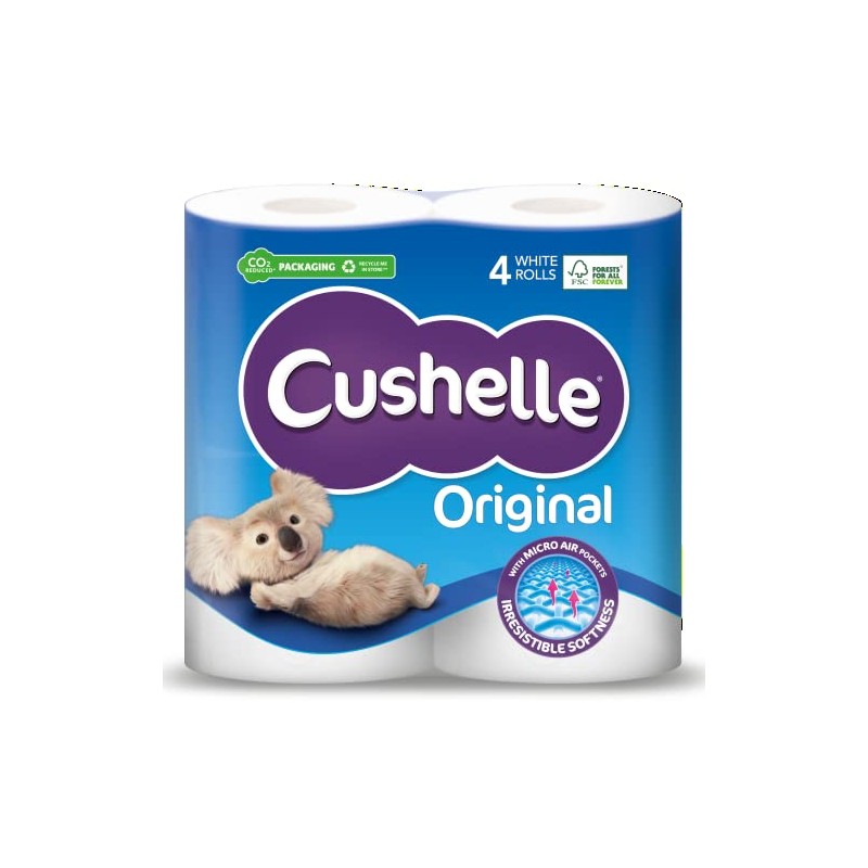 Cushelle Toilet Roll White, Pack of 4