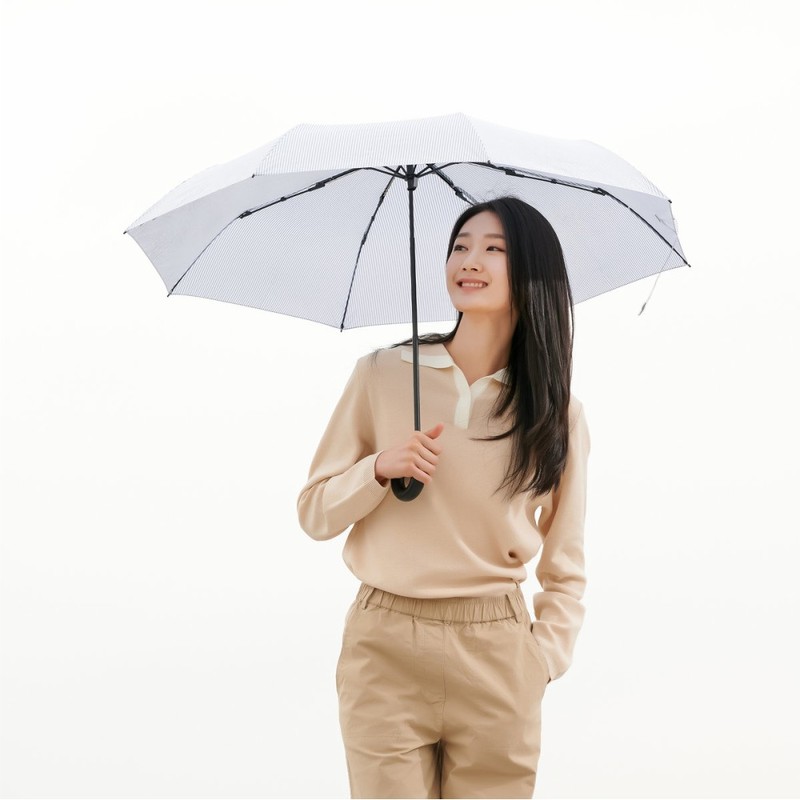 JAJU [JAJU] Comfortable Handle 3-Section Folding Umbrella_Stripe