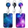 2 Pack Purple Starry Sky ID Badge Holder with Clip