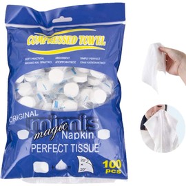 HASPINH Toallas Comprimidas 100 Pcs Portátiles Toallitas Húmedas de Viaje, para Viajes, Hogar, Exteriores, Acampada, Senderismo, Toallas Deportivas de algodón de Mano, Tabletas (100 Unidades)