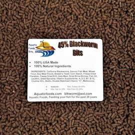 Aquatic Foods Inc. 45% Blackworm Sinking Bits, APX 1/8" x 5/16" Sinking Bits Perfect for Small Discus, Small & Medium Cichlids, All Tropical Fish - 1/8-lb