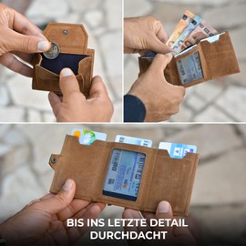 Lederhand Neo Wallet, Vintage Brown, Large coin compartment