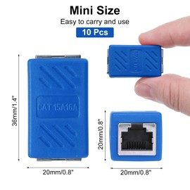 MECCANIXITY 10 Pack RJ45 Ethernet Coupler, Female to Female Cat6 Coupler Ethernet Extension Adapter Network Connector for Cat8/Cat7/Cat6/Cat5e/Cat5,Blue