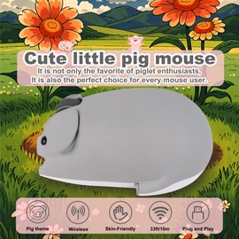 LIKE SHOW Wireless Mouse Bluetooth 5.1 + 2.4 GHz USB Cute Cartoon Quiet Wireless Mouse for Children Girls Left and Right Handed Compatible with PC, Computer, Mac, Laptop (Gift Grey)