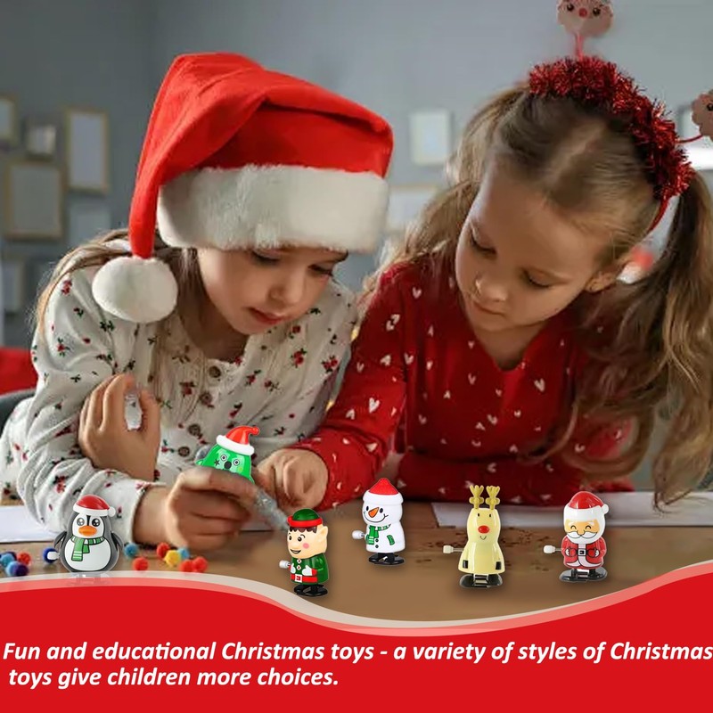 Christmas Wind-Up Toy, 8 Pieces Figures Clockwork Toy, Reindeer Wind-Up