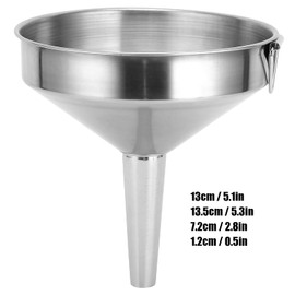 Stainless Steel Funnel, Large Thickened Kitchen Funnel, Stainless Steel Funnel, Bottle Funnel for Use in the Kitchen for Filling Bottles for Cooking, Diameter 13 cm