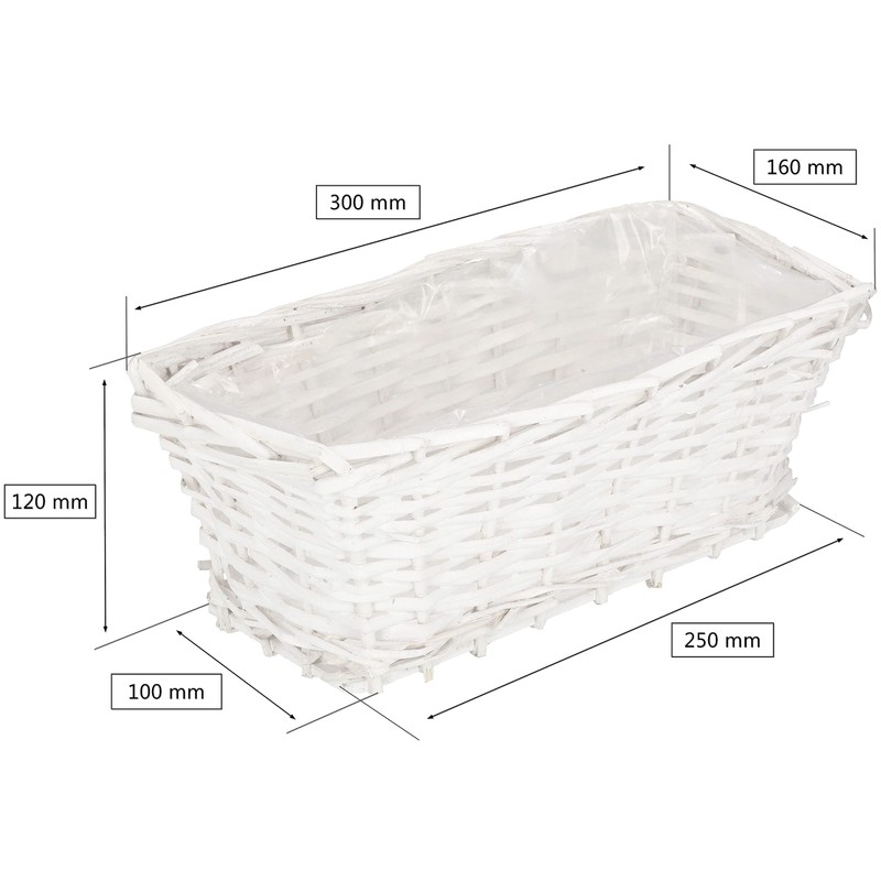 KOTARBAU® Wicker Flower Basket Rectangular 300 x 160 x 120