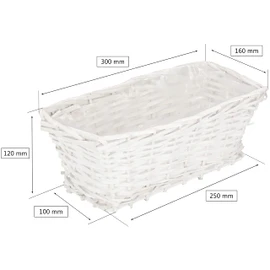 KOTARBAU® Wicker Flower Basket Rectangular 300 x 160 x 120 mm White Flower Pot Flower Box