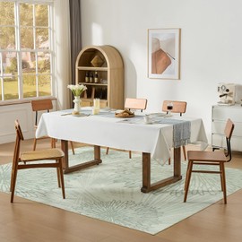 WITSHOCK Living Room Area Rugs 8x10: Washable Rug for Bedroom Dining Room Neutral Modern Soft Thin Large Carpet Non-Slip Stain Resistant Low Pile Decor,Green