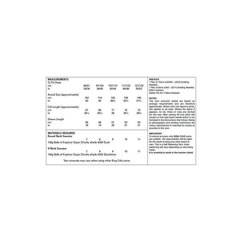 King Cole 5462 Knitting Pattern Mens Easy Knit Raglan Sweaters