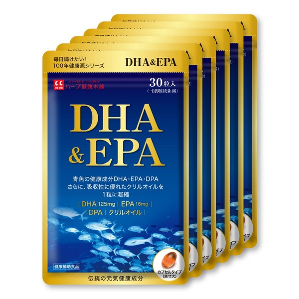 DHA & EPA 30粒 (30日分) 6袋セット オメガ3 omega3 フィッシュオイル クリルオイル DPA DHA EPA サプリメント 健康補助食品 国内製造 ハーブ健康本舗
