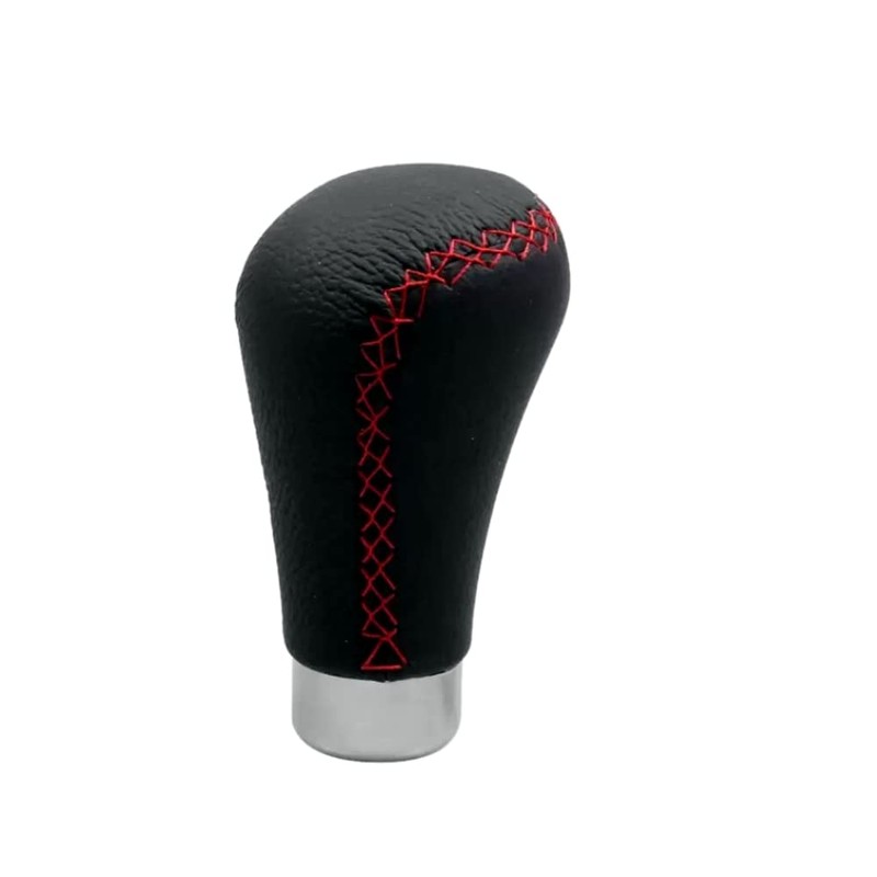 akhan SK408 Gear Knob Faux Leather Black with Red Stitching