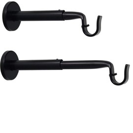 Bestsellers - Extendable and adjustable wall support for curtain rod ø 19 mm, length 18-25 cm, black color, (1 set of 2 supports)