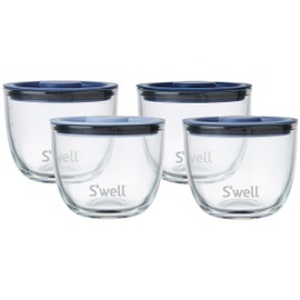 S'well 12oz Glass Prep Bowl Set of 4 For Easy Meal Prep, Coastal Blues, Made From Durable Tempered Glass, Nests Inside 21.5oz