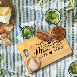 FONDCANYON Mimi Gifts, Mimi Gifts For Mother Day Christmas, Mimi Gifts For Grandma, Everything Tastes Better When Mimi Makes It Bamboo Cutting Board Decor, Gifts For Mimi Birthday Mother Day Kitchen