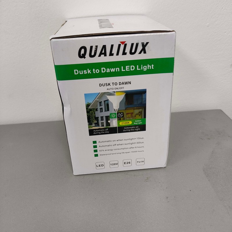 Qualilux PAR30 Dusk to Dawn LED Yellow Bug Light Bulbs,