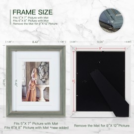 XUANLUO 3 Pack 9x12 Inch Picture Frames Farmhouse Rustic Vintage Distressed Wood Grain Photo Frame with Plexiglass for Table Top Display and Wall Hanging (9 x 12 inch, Mix Color-3pcs)