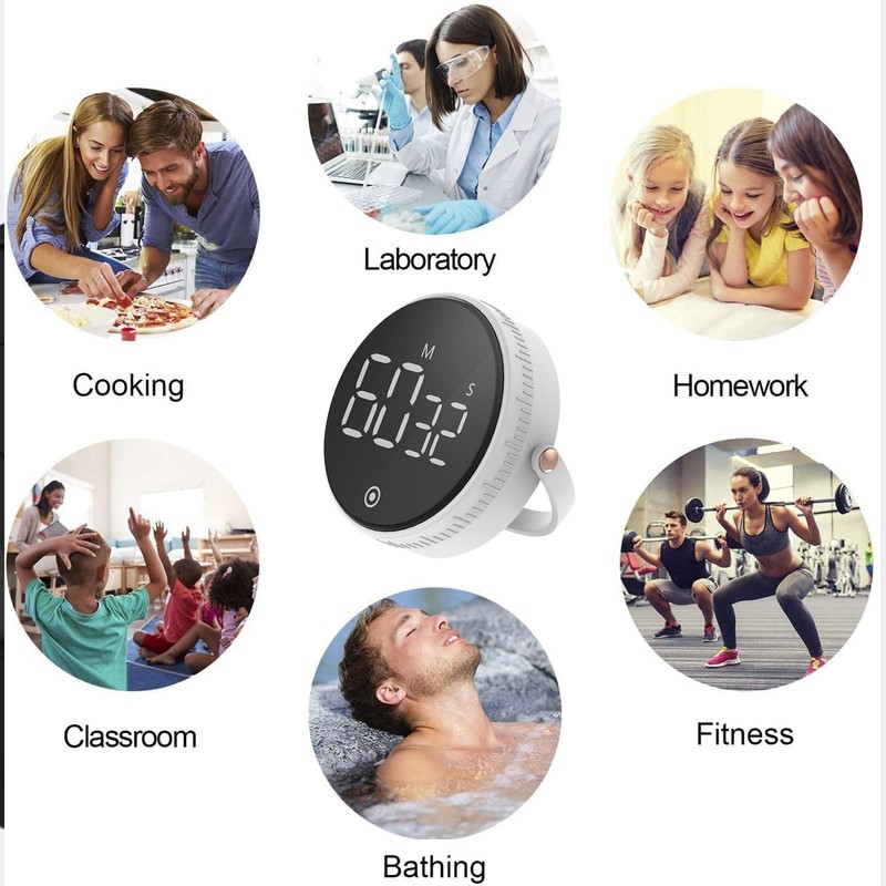 Digital Kitchen Timers,Cooking Timer,LED Display,Knob Control,Magnetic Countdown Countup Timer for