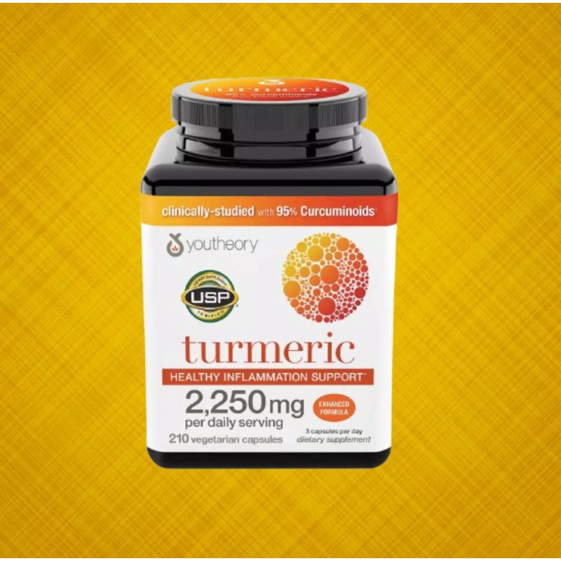 youtheory Turmeric 2250mg Extra Strength Formula 210 Capsules