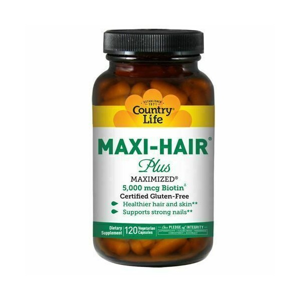 Maxi Hair Plus Biotin 120 Veg Caps  by Country Life