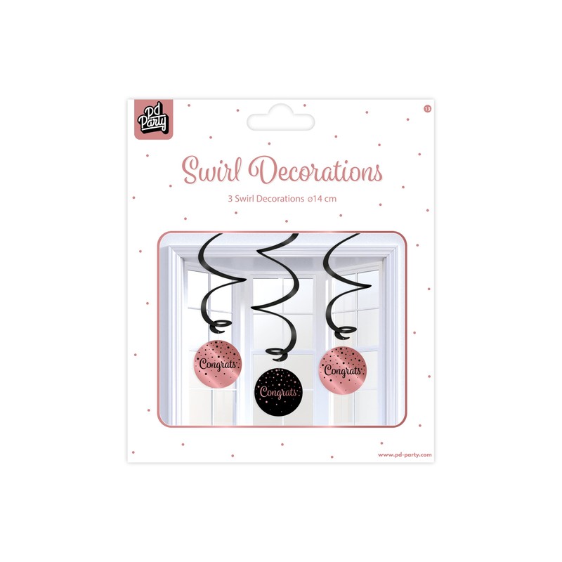PD-Party 7024113 Swirls Decoration, Pink/Black