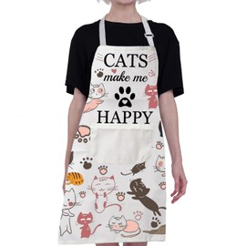 Cute Cat Apron Cat Aprons for Women With Pocket Cat Cooking Apron Cat Waterproof Apron Kitchen Baking Cat Apron Cat Lover Gift (Cat Apron)