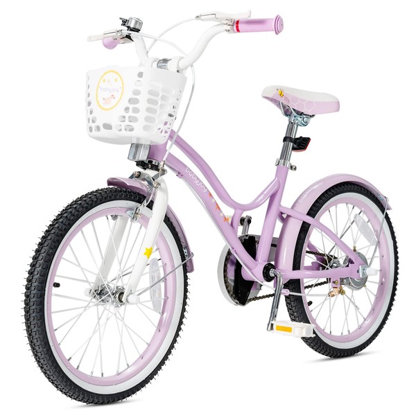 INFANS Kids Bike 14 16 18 Inch with 95% Assembled, Adjustable Seat, Balance or Training Wheels, Coaster Brake, Toddler Children Bicycle for 4 to 8 Years Old Boys Girls (Purple, 18 inch)