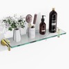 KOCOK Glass Bathroom Shelf,15.8-Inch Brushed Gold Glass Shelf for Bathroom