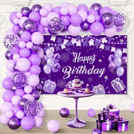 Purple Birthday Party Decorations for Women,Light Purple Balloons Arch Garland Suitable for Girls,Backdrop
