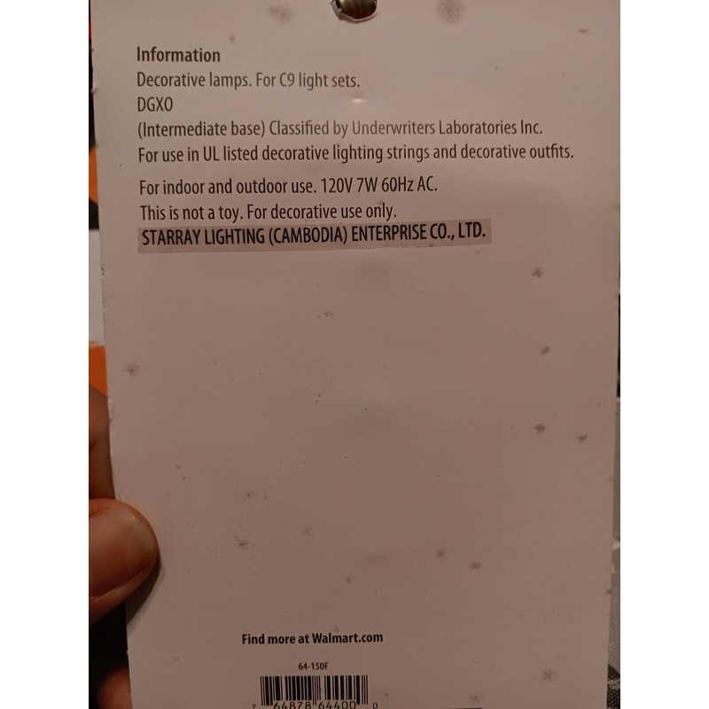 Holiday Time C9 Christmas Light Bulb Replacement 4 Pack Transparent