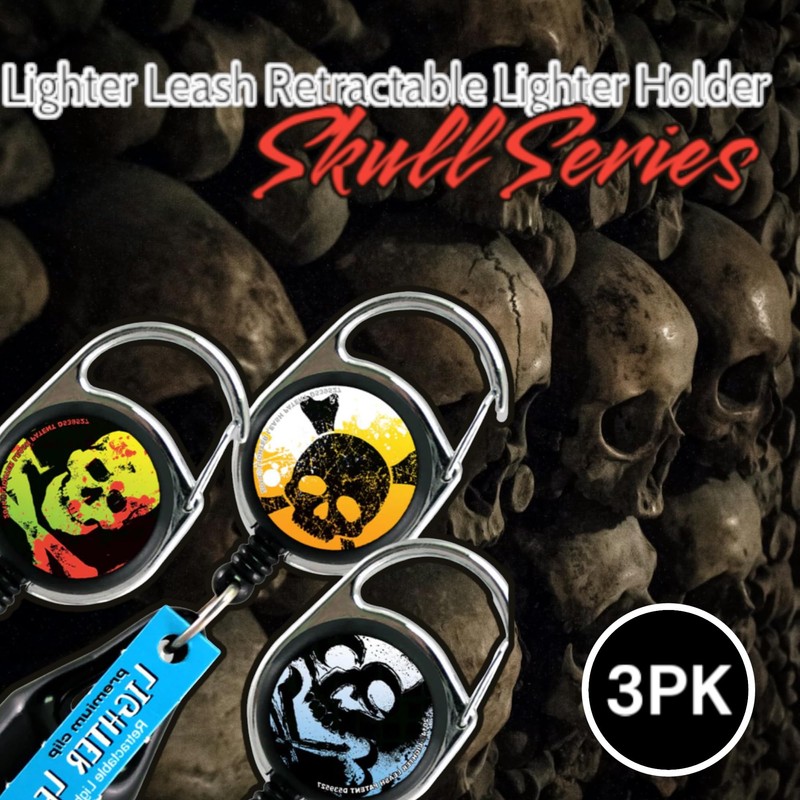 Premium Lighter Leash Retractable Lighter Holder -Skull Series - Standard