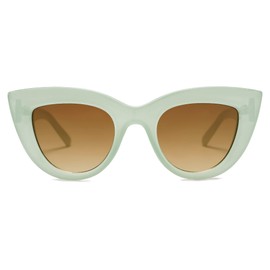 SOJOS Retro Small Vintage Cat Eye Sunglasses for Women Cute Fashion UV400 Sunnies SJ2939, Milky Green/Brown