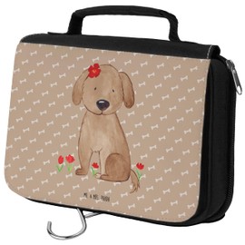 Mr. & Mrs. Panda Toiletry Bag Dog Lady, brown, Hand Drawn
