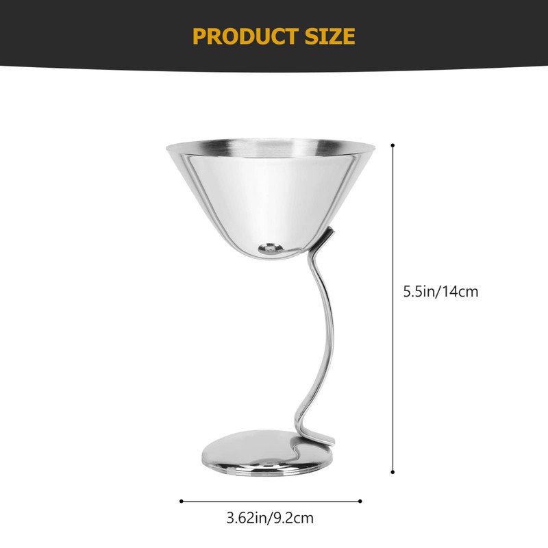 Ciieeo 1pc Elegant Stainless Steel Cocktail Goblet Wine Cup for