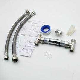 Sensor Valve Kit for Instant Hot Water Recirculating Pump Bypass Valve 304 Stainless Steel Directly Replace The Old Plastic Version, Replace 367010, 595926 (a Bridge Valve,2x12'' Supply Line)