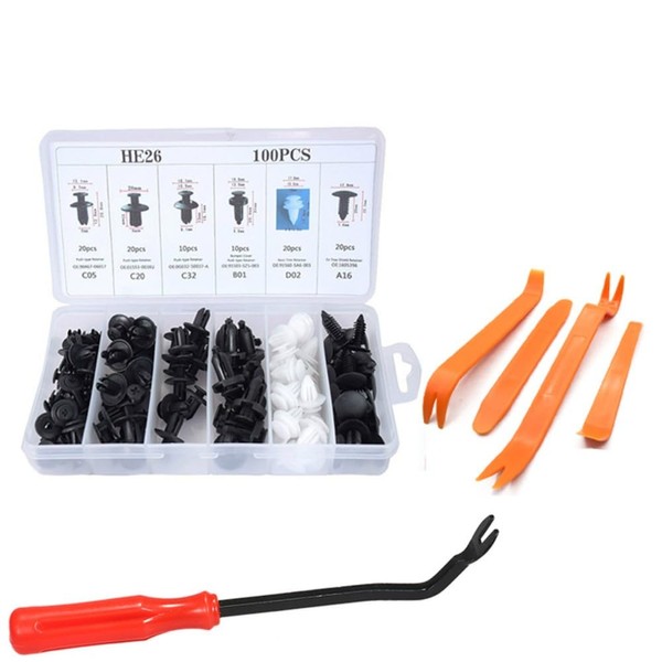 Norhogo Pack of 100 Plastic Rivets Clips Fastening Black Universal