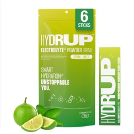 Hydrup Elektrolyte Ohne Zucker Getränkepulver - Formel mit Vitamin- & Mineralstoffen für Schnelle Hydration - 1733 mg Elektrolyte Pulver pro Portion (6 Sticks, Zitrone-Limette)