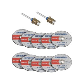 Dremel EZ406-02, EZ - Lock Starter Kit, 1 1/2-Inch (38.1 mm) Wheel Diameter, 5 Piece Fiberglass Reinforced Cut-Off Wheels and EZ402 Mandrel Included, Rotary Tool Cutting Disc Accessories - Pack of 2