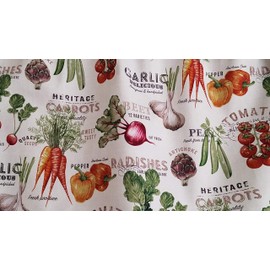 Vegetable Kitchen Curtain, Farm Fresh Kitchen Curtain, Farm Themed Kitchen Curtain, Tomatoes, Carrots, Bell Peppers, Kitchen Curtain, White Kitchen Curtain (42-43 Inches Wide x 15 Inches Long)