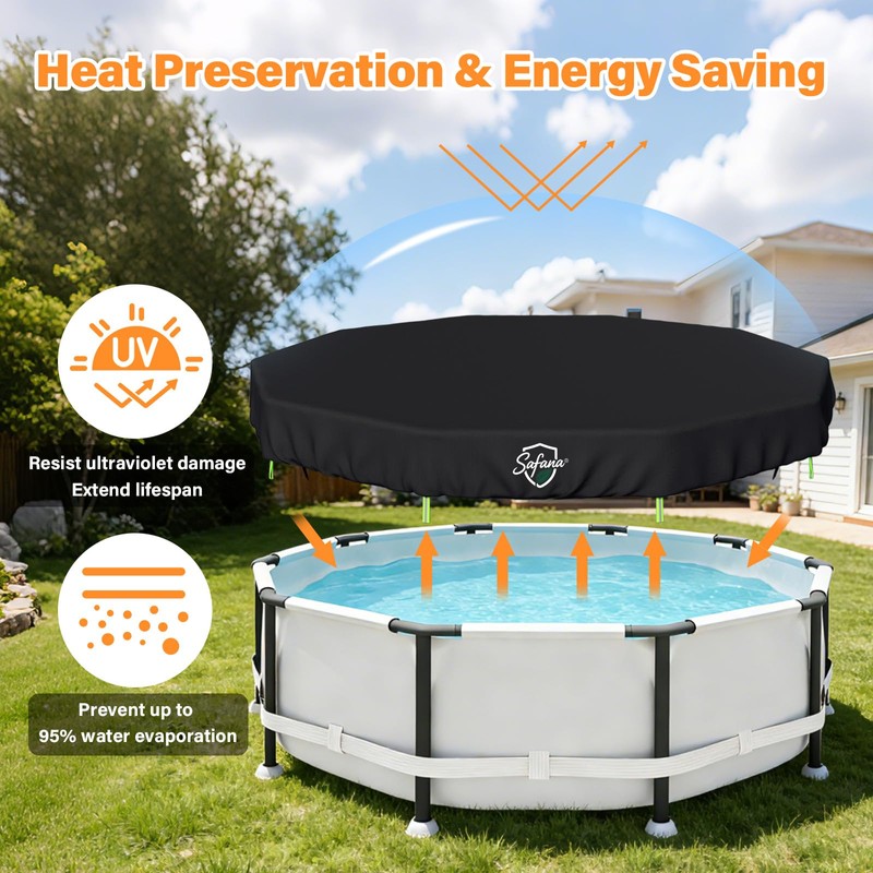 Safana 10FT Round Pool Cover [2026 Super Windproof Rachet Strap