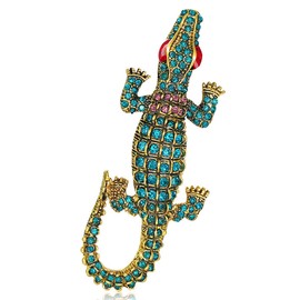 FAIRYGATE Crystal Brooch Rhinestone Alligator Brooches Personality Animal Lapel Pin Backpack Badge Hat Bag Decoration Accessories for Men and Women, B3105