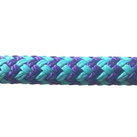 CBKnot 9/16" Premium Double Braid Polyester Rope 9,500 lb Tensile Strength, Marine, Sailing, Boating, Rigging, Equestrian and More (9/16" x 25 ft. Hank, Turquoise/Purple)