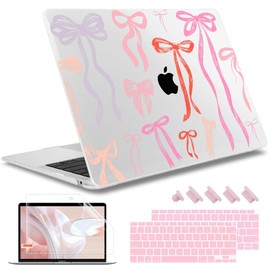 May Chen Compatible with MacBook Air 13 inch Case 2022 2021, 2020-2018 Release Model: M1 A2337 A2179 A1932, Plastic Hard Shell Case Cover for Mabook Air 13 inch with Retina Dispaly, Bows Girly
