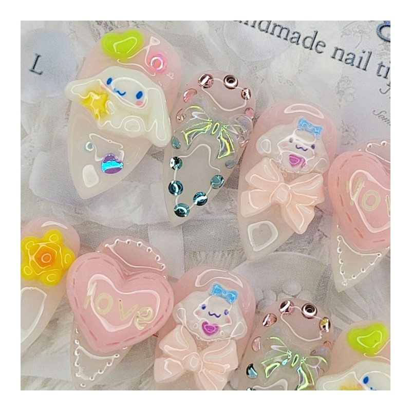 Mongsil Doll Handmade Nail Tips - Lipstick / 몽실인형 수제네일팁
