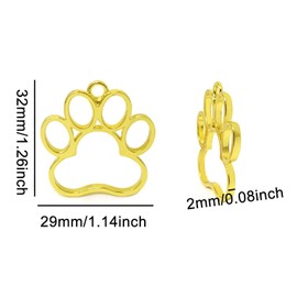 Honbay 16PCS Open Bezels for Resin Dog Paw Open Bezel Charms Footprint Hollow Frame with Loop Pendants for Resin Earrings Bracelet Keychain Jewelry Making (4 Color)