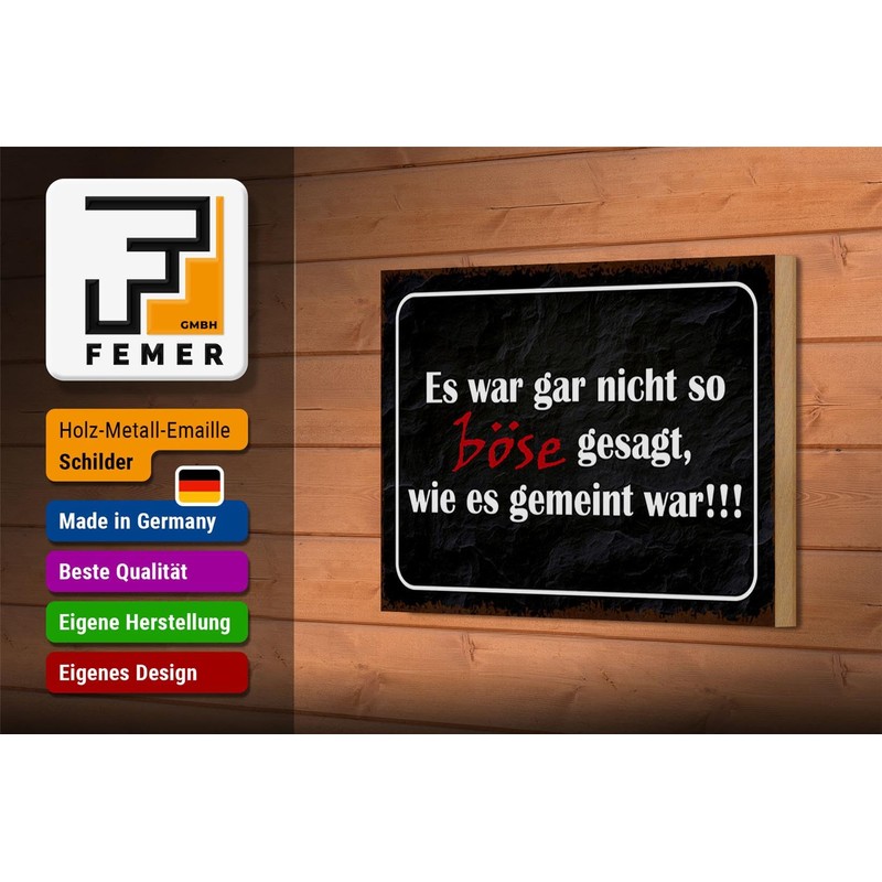 Wooden Sign with Saying 18 x 12 cm Es war