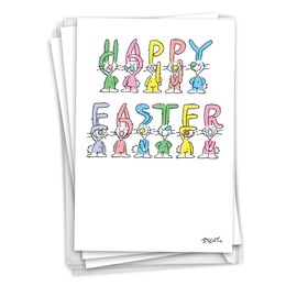 NobleWorks Pack of 3 Funny Easter Greeting Cards with Envelopes (1 Design, 3 Each) Bunny Letters C8872EAG-C3x1