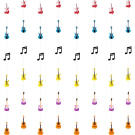 Fangleland 8Pcs Music Theme Streamers Decorations - Rock and Roll Music Note Guitar Garland Banners Classroom Ceiling Hanging Ornaments Wall Decors Birthday Baby Shower Party Supplies