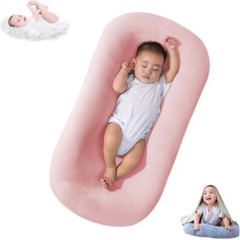 Baby Lounger, Bonic Organic Breathable Cotton Baby Lounger for Newborn Babies 0-12 Months (Pink Baby Lounger)