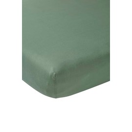 Meyco Home Basic Jersey Plain Fitted Sheet for 1 Person (Flat Sheet with Soft Jersey Quality, 100% Cotton, Perfect Fit thanks to All-Round Elastic, Dimensions: 120 x 200 cm), Forest Green